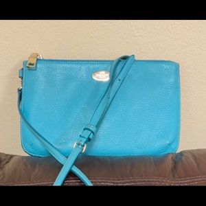 Coach Lyla Double Gusset Pebbled Leather Crossbody Bag